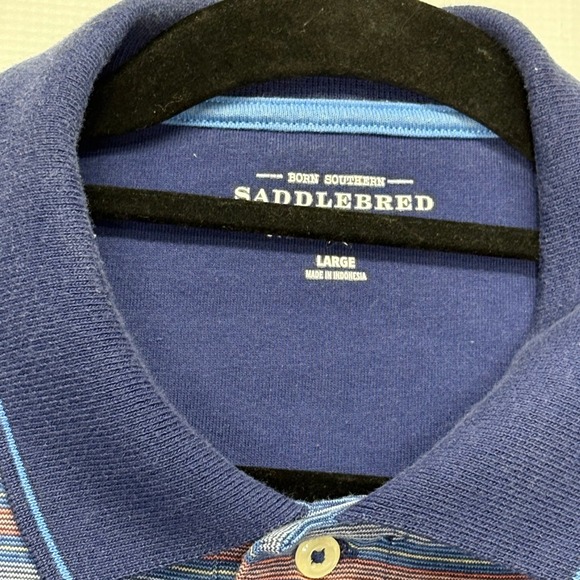 Born Southern Saddlebred Men's Striped Polo Shirt, Casual‎ Button Down Top - Picture 3 of 5